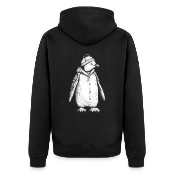 Penguin with cap and jacket - Unisex Premium Organic Zip Hoodie - black - Back - Nico (187cm)