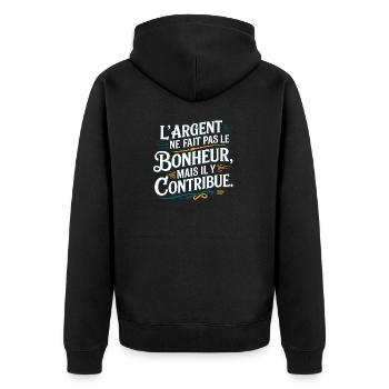 L'argent ne fait pas le bonheur - Veste à capuche bio Premium Unisexe - noir - Dos - Nico (187cm)