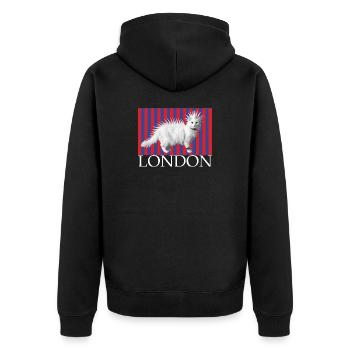 London punk cat Mohican kitten naughty cat - Unisex Premium Organic Zip Hoodie - black - Back - Nico (187cm)