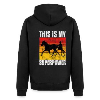 Ceci est ma Superpower Trotting Race Trabreiter Sulky - Veste à capuche bio Premium Unisexe - noir - Dos - Nico (187cm)