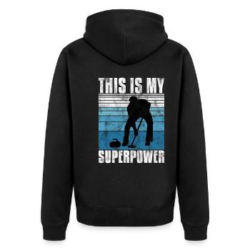 Curling is my superpower curler curling - Unisex Premium Organic Zip Hoodie - black - Back - Nico (187cm)
