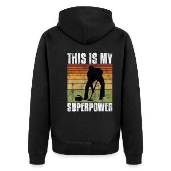 Curling is my Superpower Curler Eisstockschießen - Unisex Premium Organic Zip Hoodie - black - Back - Nico (187cm)