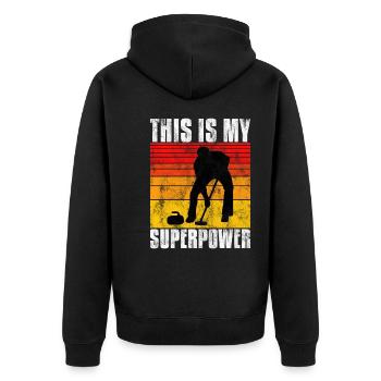 Curling is my Superpower Curler Eisstockschießen - Unisex Premium Organic Zip Hoodie - black - Back - Nico (187cm)