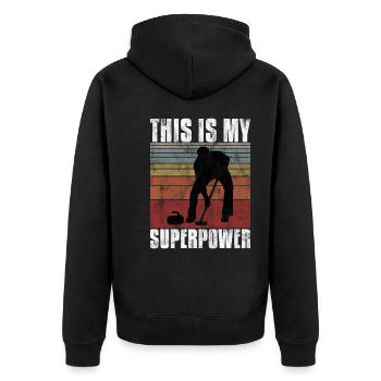 Curling is my Superpower Curler Eisstockschießen - Unisex Premium Organic Zip Hoodie - black - Back - Nico (187cm)