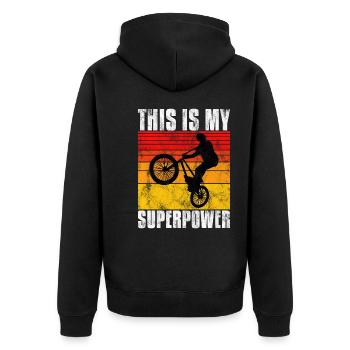 BMX is my superpower bike bike - Unisex Premium Organic Zip Hoodie - black - Back - Nico (187cm)