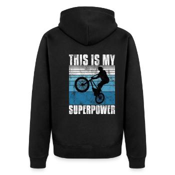 BMX is my superpower bike bike - Unisex Premium Organic Zip Hoodie - black - Back - Nico (187cm)