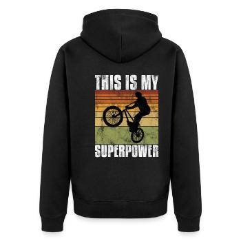 BMX is my Superpower Bike Bike - Unisex Premium Organic Zip Hoodie - black - Back - Nico (187cm)