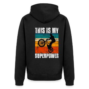 BMX is my Superpower Bike Bike - Unisex Premium Organic Zip Hoodie - black - Back - Nico (187cm)