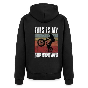 BMX is my Superpower Bike Bike - Unisex Premium Organic Zip Hoodie - black - Back - Nico (187cm)