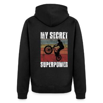 Le BMX est mon cadeau secret de bicyclette de roue de superpuissance - Veste à capuche bio Premium Unisexe - noir - Dos - Nico (187cm)