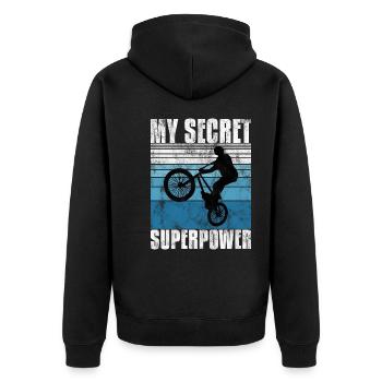 Le BMX est mon cadeau secret de bicyclette de roue de superpuissance - Veste à capuche bio Premium Unisexe - noir - Dos - Nico (187cm)