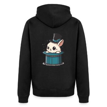 Lapin fantasque dans un chapeau de magicien : un enchantement - Veste à capuche bio Premium Unisexe - noir - Dos - Nico (187cm)