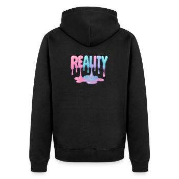 Reality - Dripping Pastel Font - Unisex Premium Organic Zip Hoodie - black - Back - Nico (187cm)
