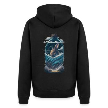 Bouteille de lapin - Veste à capuche bio Premium Unisexe - noir - Dos - Nico (187cm)