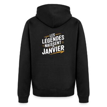 Les légendes naissent en janvier - Veste à capuche bio Premium Unisexe - noir - Dos - Nico (187cm)