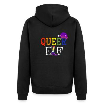Queer Elf - Schwuler Weihnachts-Elf Gay Pride - Unisex Premium Bio Zip Hoodie - Schwarz - Hinten - Nico (187cm)