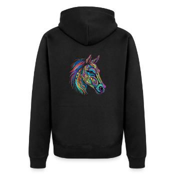 show jumping horseman sports falkenstein - Unisex Premium Bio Zip Hoodie - Schwarz - Hinten - Nico (187cm)