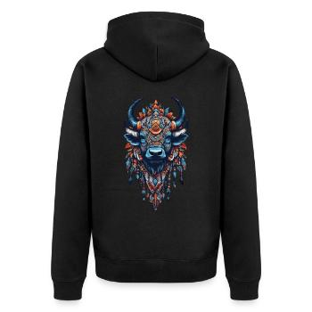 Bison Spirit Indian Meditation & Power - Veste à capuche bio Premium Unisexe - noir - Dos - Nico (187cm)