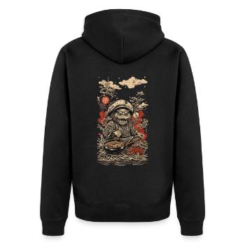 Yokai Ukiyo-E Style Retro Japanese Art - Unisex Premium Organic Zip Hoodie - black - Back - Nico (187cm)