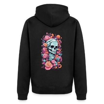 Pastel Goth Rosen Skull Okkult Weirdcore Design - Unisex Premium Bio Zip Hoodie - Schwarz - Hinten - Nico (187cm)