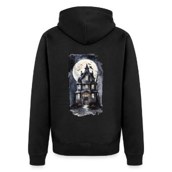 Maison hantée d’Halloween effrayante avec des chauves-souris - Veste à capuche bio Premium Unisexe - noir - Dos - Nico (187cm)