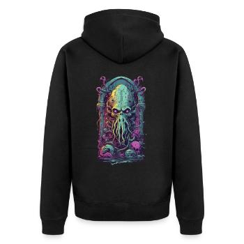 Monstre occulte démone tentacules design gothique - Veste à capuche bio Premium Unisexe - noir - Dos - Nico (187cm)