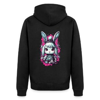 Goth Bunny Kawaii Pastel gothique Design - Veste à capuche bio Premium Unisexe - noir - Dos - Nico (187cm)