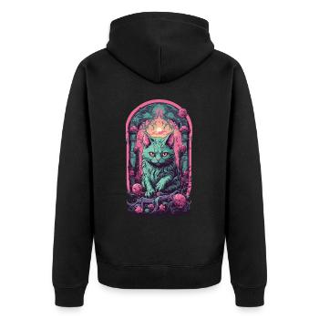 Gloomy Gothic Cat Halloween Aesthetic Cats - Unisex Premium Organic Zip Hoodie - black - Back - Nico (187cm)