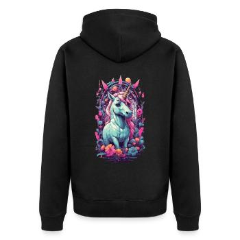 Licorne gothique mystique occulte et magique - Veste à capuche bio Premium Unisexe - noir - Dos - Nico (187cm)