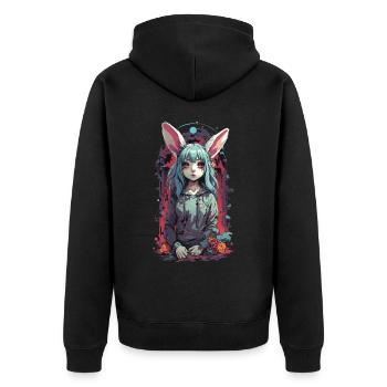 Goth Kemonomimi Bunny Anime Vaporwave Design - Veste à capuche bio Premium Unisexe - noir - Dos - Nico (187cm)