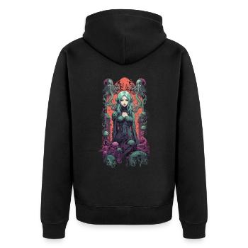 Goth Anime Girl Pastel Occult Underworld - Unisex Premium Organic Zip Hoodie - black - Back - Nico (187cm)