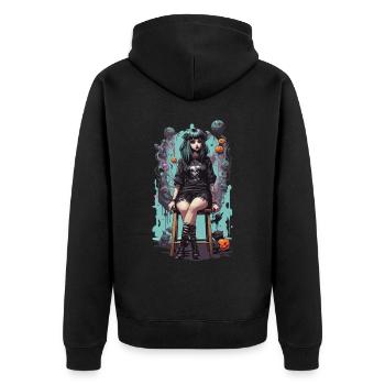 Pastel Goth Kawaii Aesthetic eGirl eBoy Design - Unisex Premium Organic Zip Hoodie - black - Back - Nico (187cm)