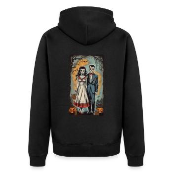 Zombie jeunes mariés Halloween Vintage affiche - Veste à capuche bio Premium Unisexe - noir - Dos - Nico (187cm)