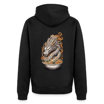Vintage Ramen Dragon Ukiyo-E Japan Art - Unisex Premium Organic Zip Hoodie - black - Back - Nico (187cm)