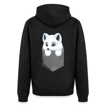Niedliches Polarfuchs-Geschenk - Unisex Premium Bio Zip Hoodie - Schwarz - Hinten - Nico (187cm)