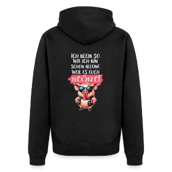 Je reste comme je dis une déclaration drôle - Veste à capuche bio Premium Unisexe - noir - Dos - Nico (187cm)