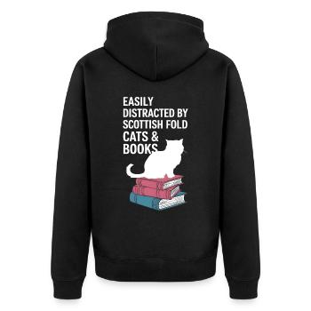 Katze Scottish Fold Geschenk - Unisex Premium Bio Zip Hoodie - Schwarz - Hinten - Nico (187cm)