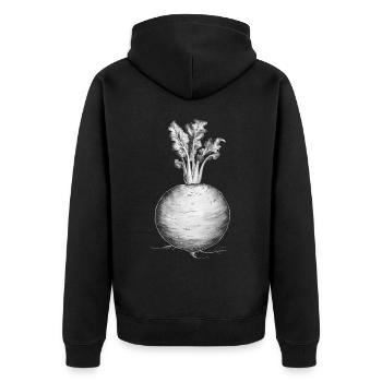 Vintage Rübe liebt Rübe Geschenk - Unisex Premium Bio Zip Hoodie - Schwarz - Hinten - Nico (187cm)