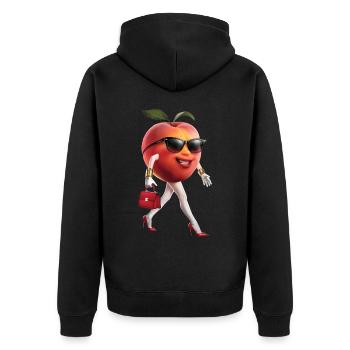 Frauen Pfirsich - Unisex Premium Bio Zip Hoodie - Schwarz - Hinten - Nico (187cm)