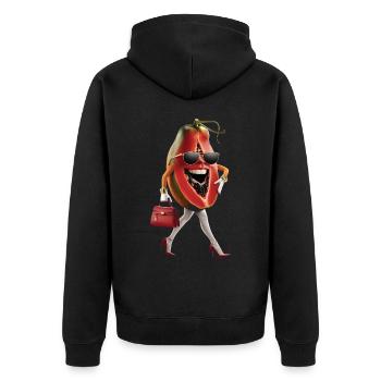 Frauen Papaya - Unisex Premium Bio Zip Hoodie - Schwarz - Hinten - Nico (187cm)