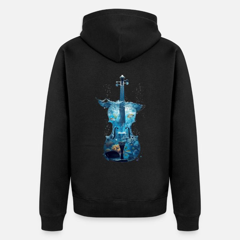 Violon Poisson - Veste à capuche bio Premium Unisexe - noir