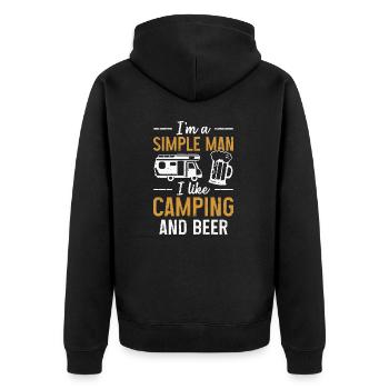 Camping und Bier Wohnmobil Camper Geschenk - Unisex Premium Bio Zip Hoodie - Schwarz - Hinten - Nico (187cm)