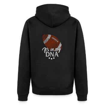 American Football is in my DNA - Sport Geschenk - Unisex Premium Bio Zip Hoodie - Schwarz - Hinten - Nico (187cm)