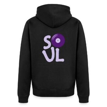 Vinyl Soul Music - Unisex Premium Bio Zip Hoodie - Schwarz - Hinten - Nico (187cm)