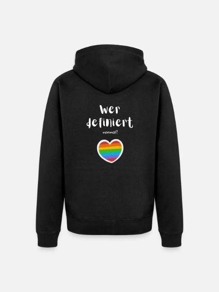Wer definiert normal? - Unisex Premium Bio Zip Hoodie - Schwarz