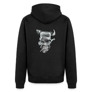 Demon Face - Unisex Premium Organic Zip Hoodie - black - Back - Nico (187cm)