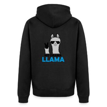 Quote No Drama Llama - Unisex Premium Organic Zip Hoodie - black - Back - Nico (187cm)