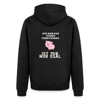 ich hab das schon verstanden ist mir nur egal - Unisex Premium Bio Zip Hoodie - Schwarz - Hinten - Nico (187cm)