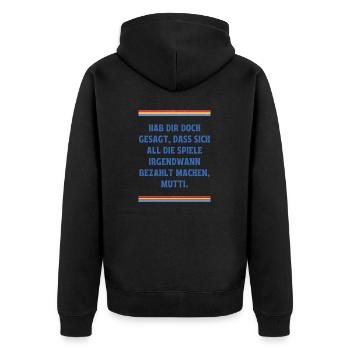 Spieler Gamer Games Design - Unisex Premium Bio Zip Hoodie - Schwarz - Hinten - Nico (187cm)
