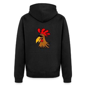 Cool rooster - Unisex Premium Bio Zip Hoodie - Schwarz - Hinten - Nico (187cm)